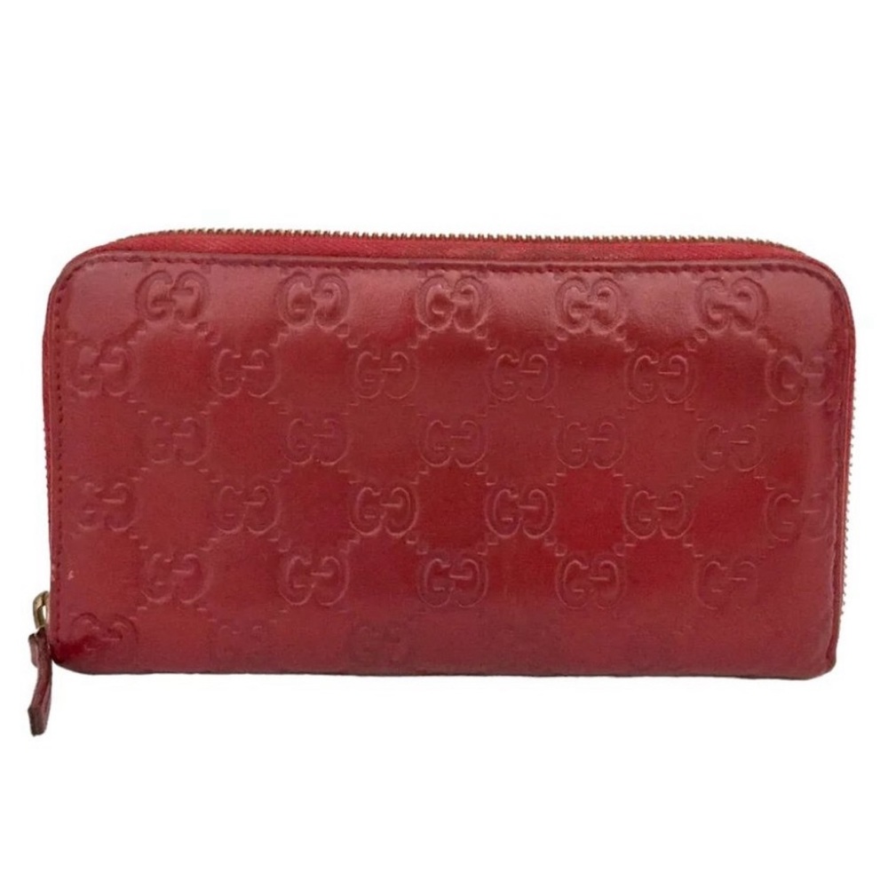 Guccissima GUCCI GG Logo Bifold Red Leather Wallet